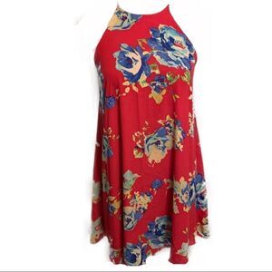 NWOT Everly Hot Pink Floral Swing Dress Sz S